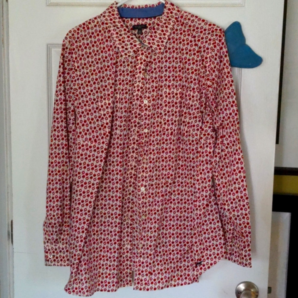 Talbot's red apple print button down, 18W
